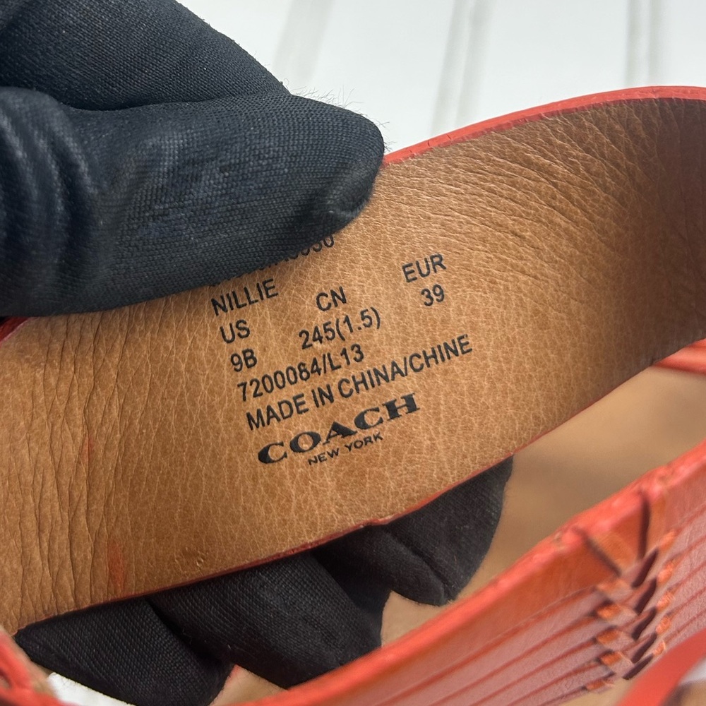 Coach Nillie Orange Leather Gladiator Sandals Strappy Ankle Zip Women’s Size 9B - Picture 8 of 10